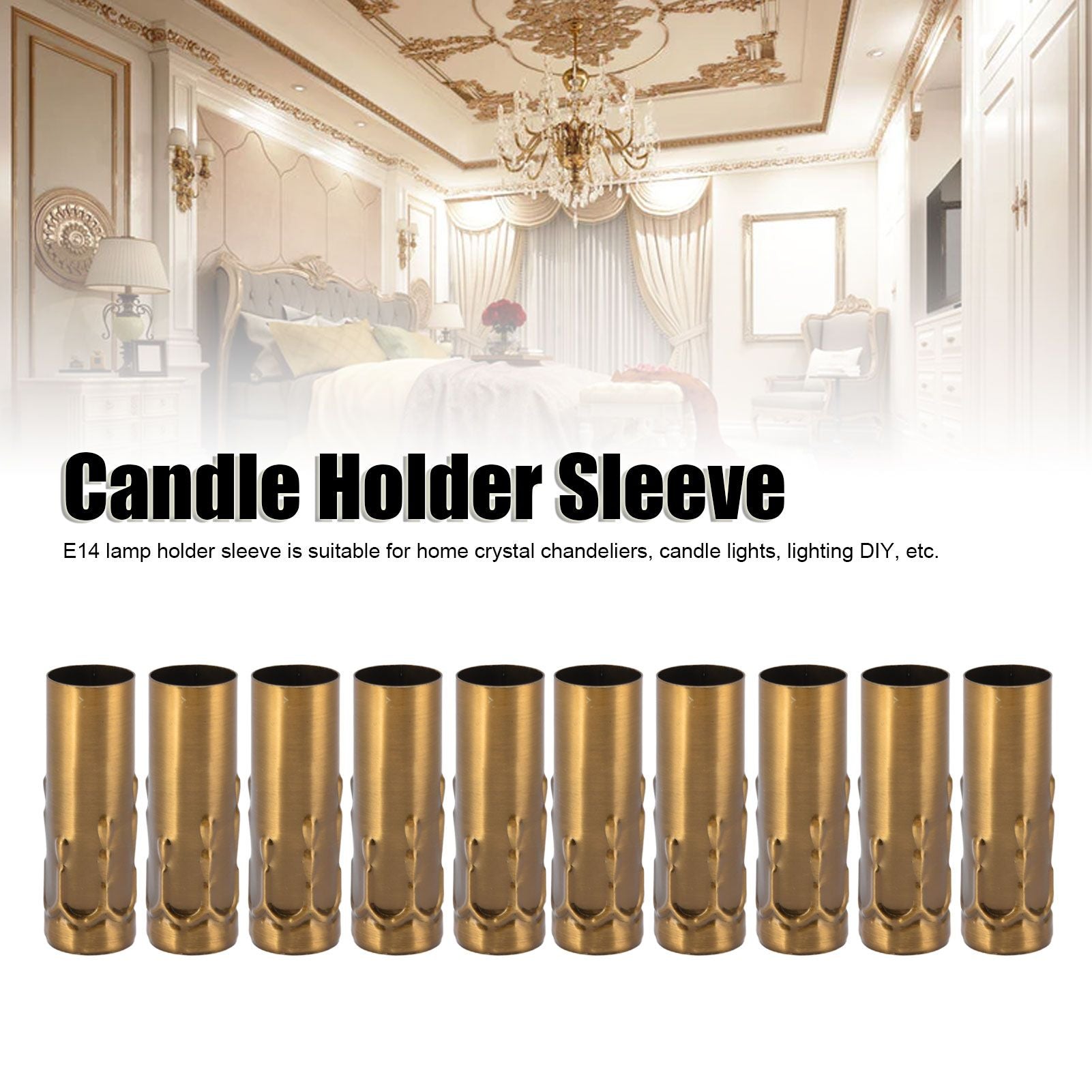 10Pcs E14 Metal Tube for Candle Lamp Holder Lamp Base Lighting Accessories 25x80mm Gold Bronze V1294-YM0523-3119220043118