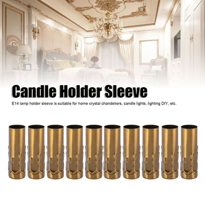 10Pcs E14 Metal Tube for Candle Lamp Holder Lamp Base Lighting Accessories 25x80mm Gold Bronze V1294-YM0523-3119220043118