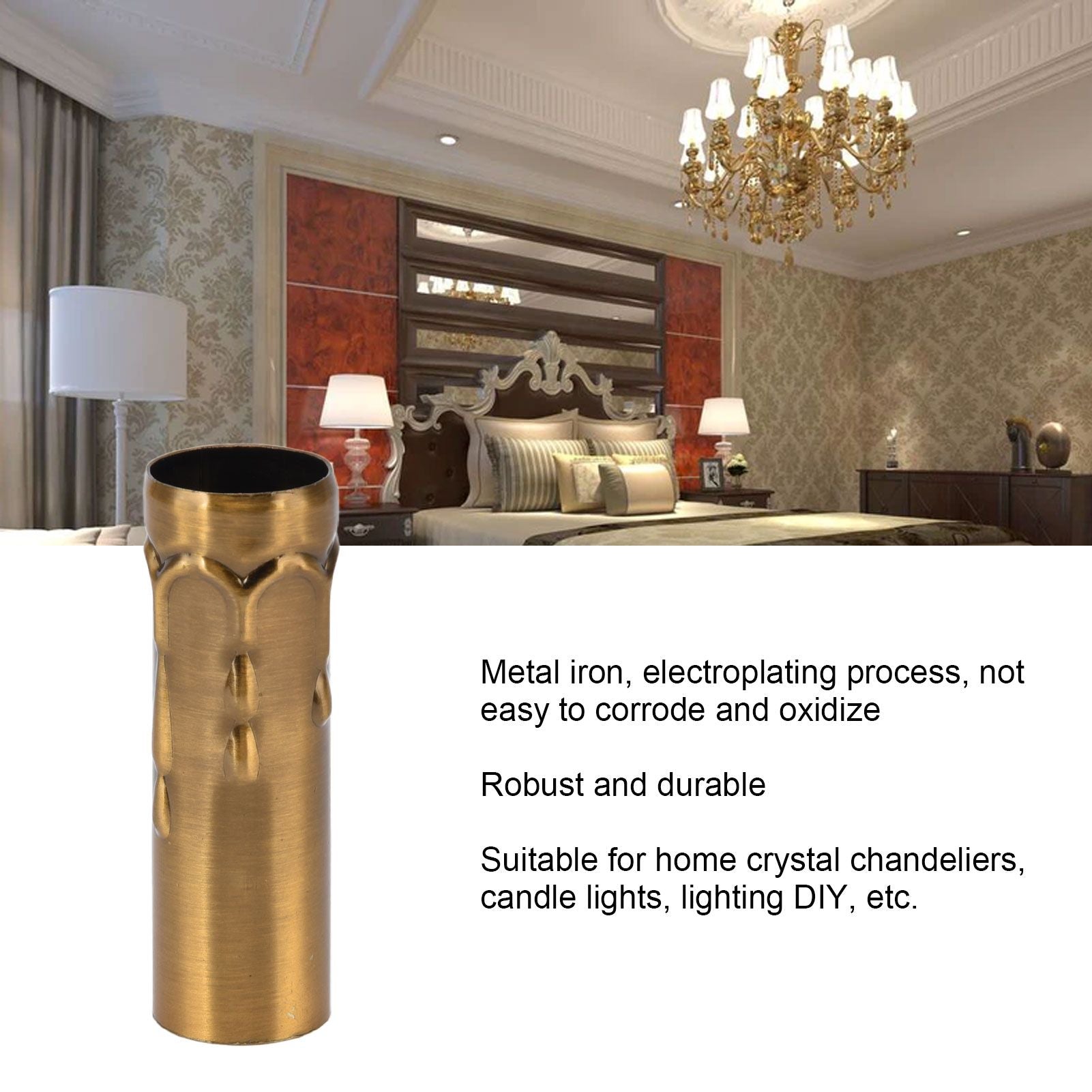 10Pcs E14 Metal Tube for Candle Lamp Holder Lamp Base Lighting Accessories 25x80mm Gold Bronze V1294-YM0523-3119220043118
