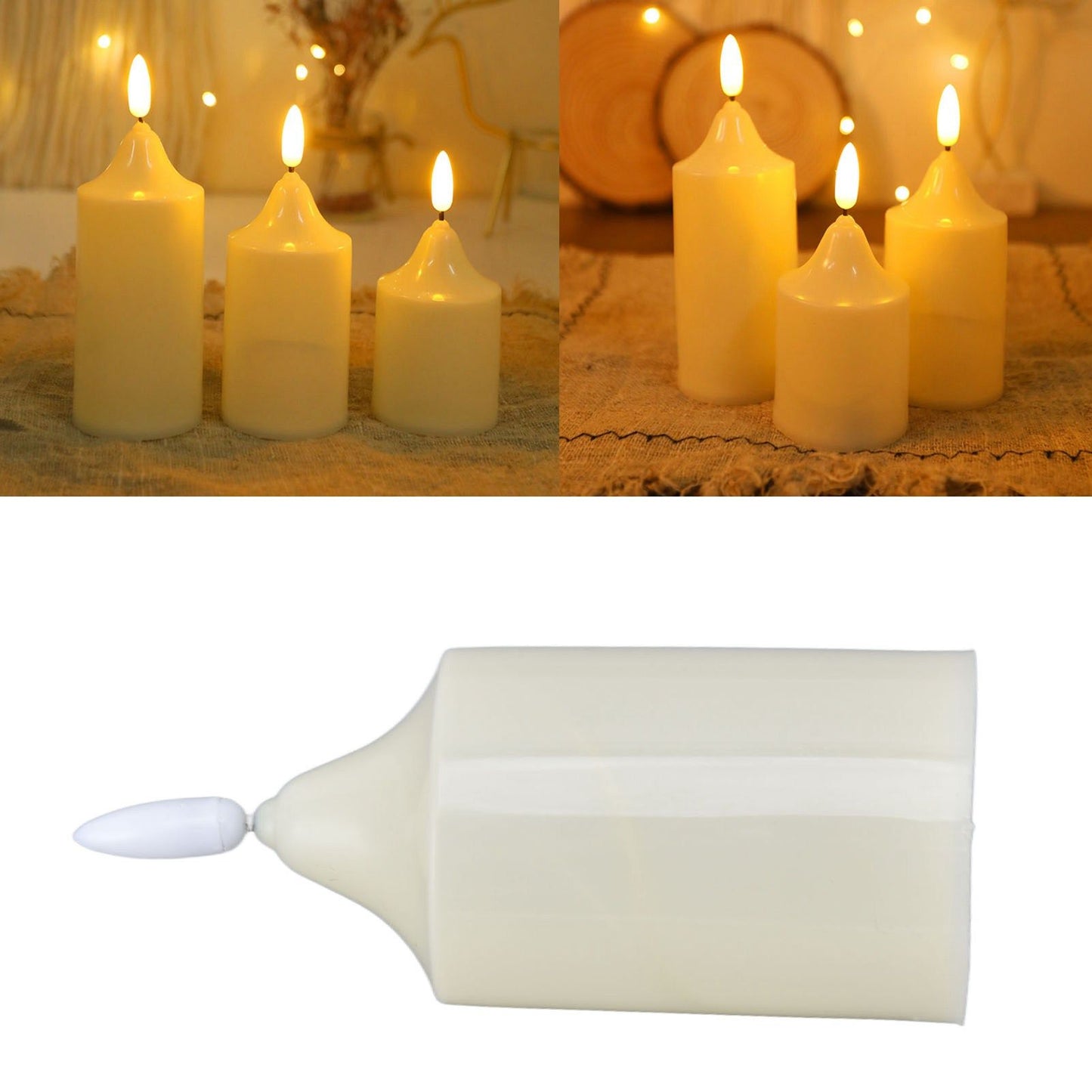 Flameless Candles Multipurpose Decorative LED Pillar Candles for Holiday Wedding Birthday Party 13x5.2cm / V1294-YM0523-3119220043912