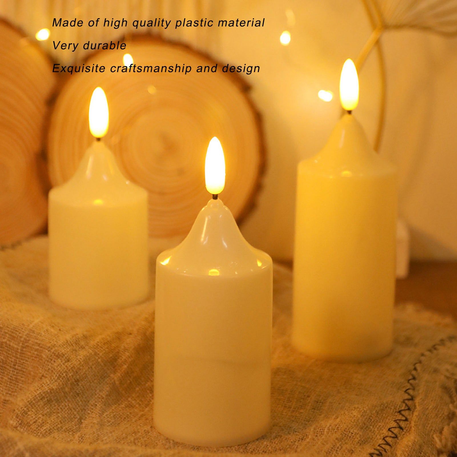 Flameless Candles Multipurpose Decorative LED Pillar Candles for Holiday Wedding Birthday Party 13x5.2cm / V1294-YM0523-3119220043912