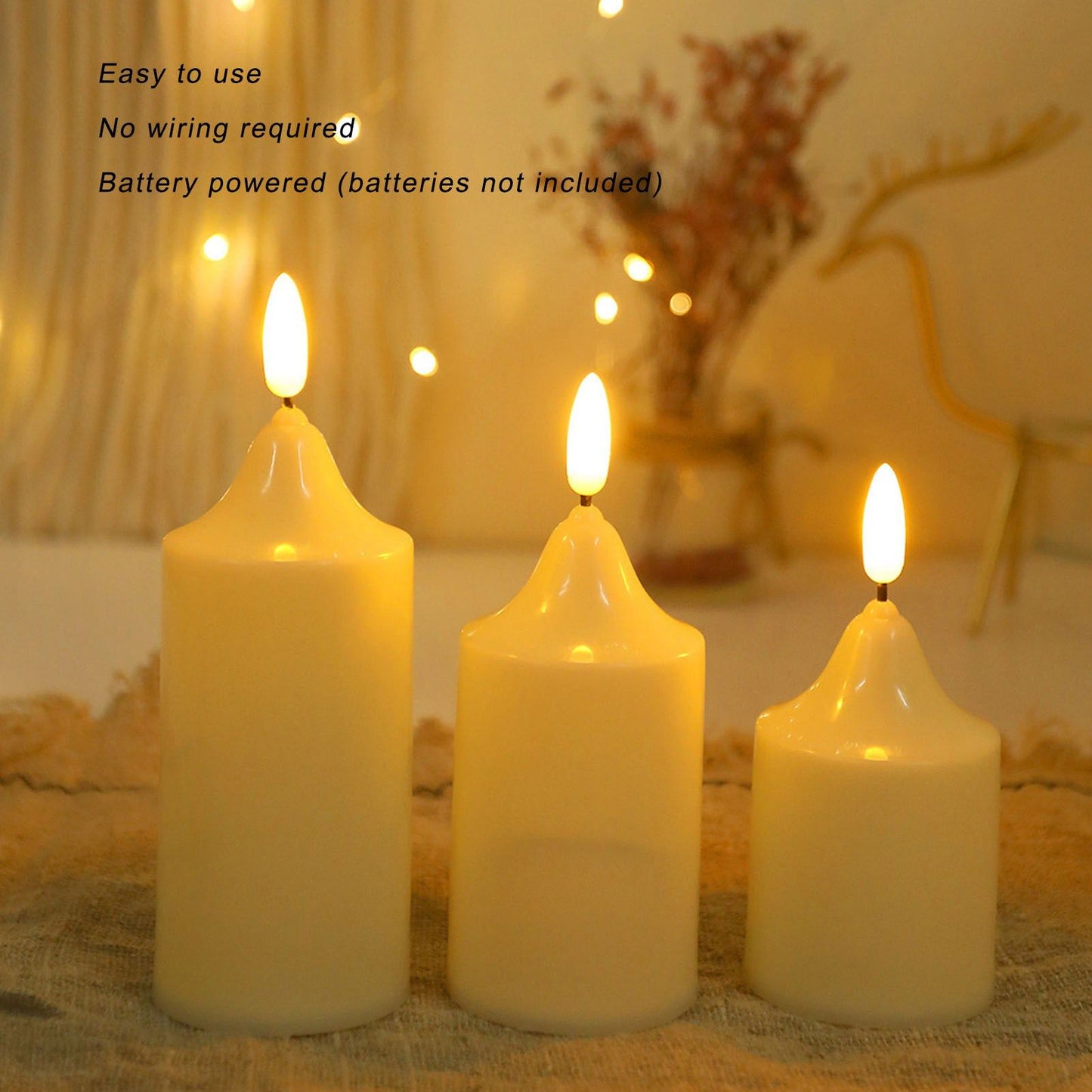 Flameless Candles Multipurpose Decorative LED Pillar Candles for Holiday Wedding Birthday Party 13x5.2cm / V1294-YM0523-3119220043912