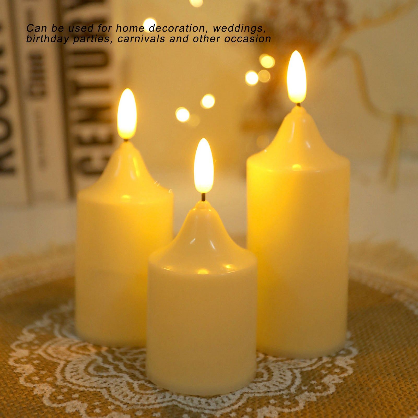 Flameless Candles Multipurpose Decorative LED Pillar Candles for Holiday Wedding Birthday Party 13x5.2cm / V1294-YM0523-3119220043912