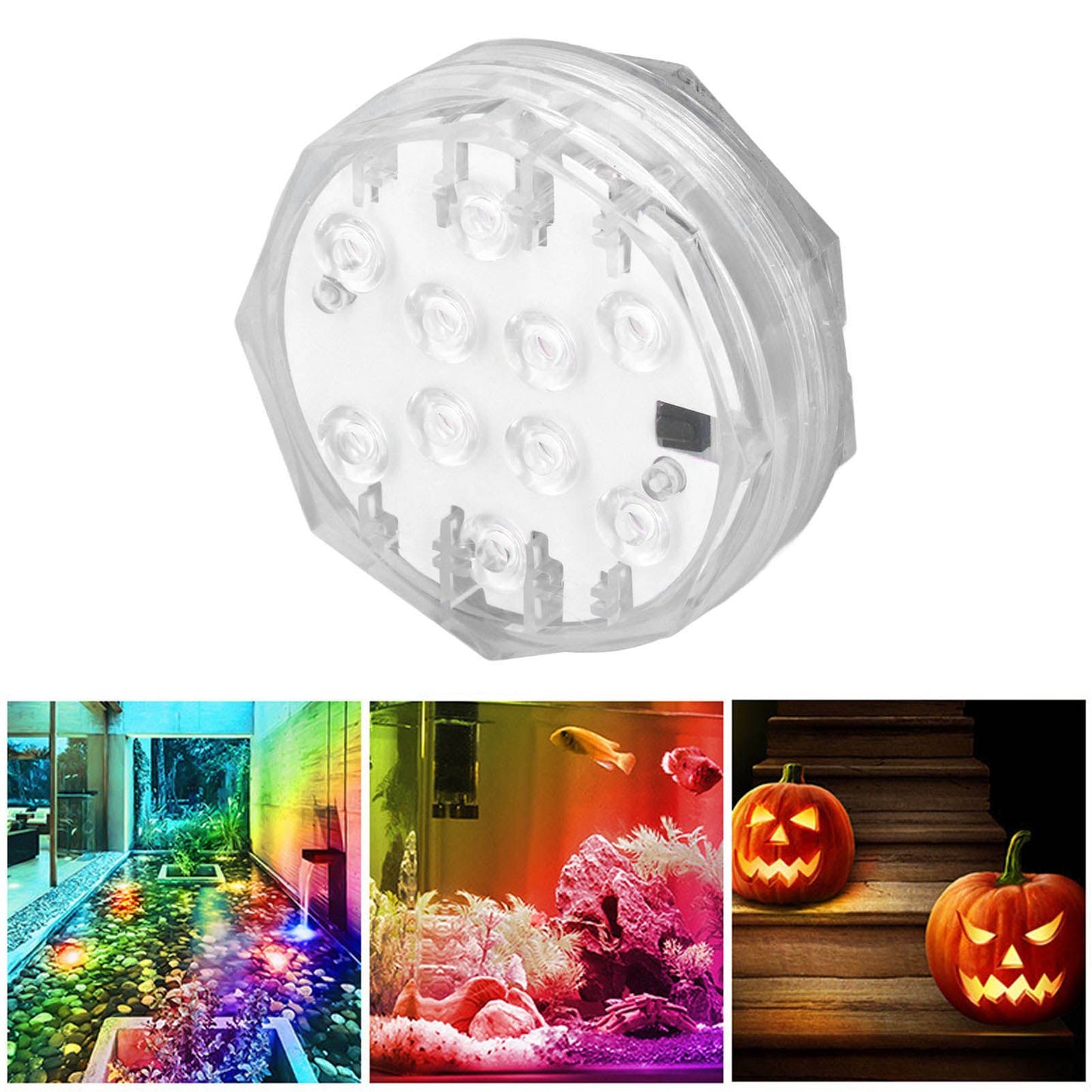 RGB Underwater Spot Light with Remote Control Submersible LED Light IP68 Waterproof for Aquarium Pond V1294-YM0523-3119220044411