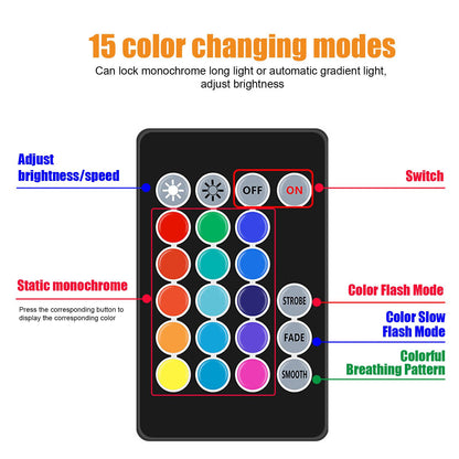 RGB Underwater Spot Light with Remote Control Submersible LED Light IP68 Waterproof for Aquarium Pond V1294-YM0523-3119220044411