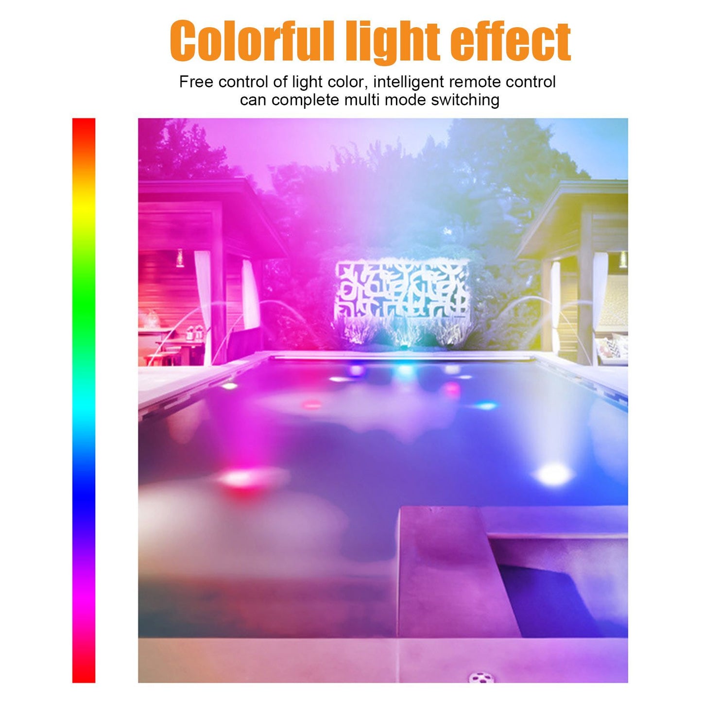 RGB Underwater Spot Light with Remote Control Submersible LED Light IP68 Waterproof for Aquarium Pond V1294-YM0523-3119220044411