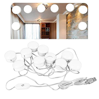 LED Mirror Light 5 Level Brightness Adjustment Touch Switch 10 Bulbs White Light Mirror Lamp with Retractable V1294-YM0523-3119220044811