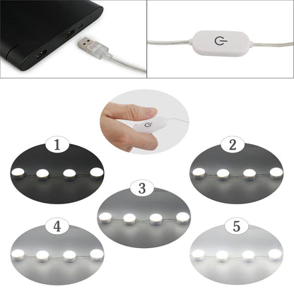 LED Mirror Light 5 Level Brightness Adjustment Touch Switch 10 Bulbs White Light Mirror Lamp with Retractable V1294-YM0523-3119220044811