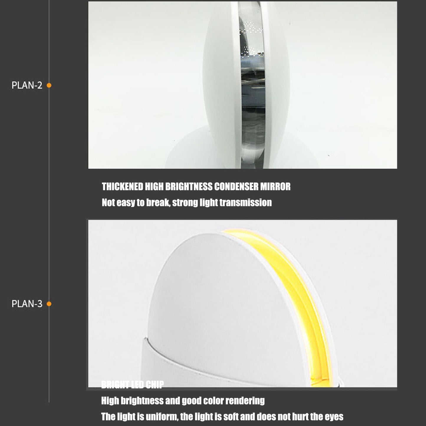 Window Sill Lamp 180 degrees Luminous Semicircular LED Wall Light for Hallway Corridor Living Room AC85-265V V1294-YM0523-3119220045112