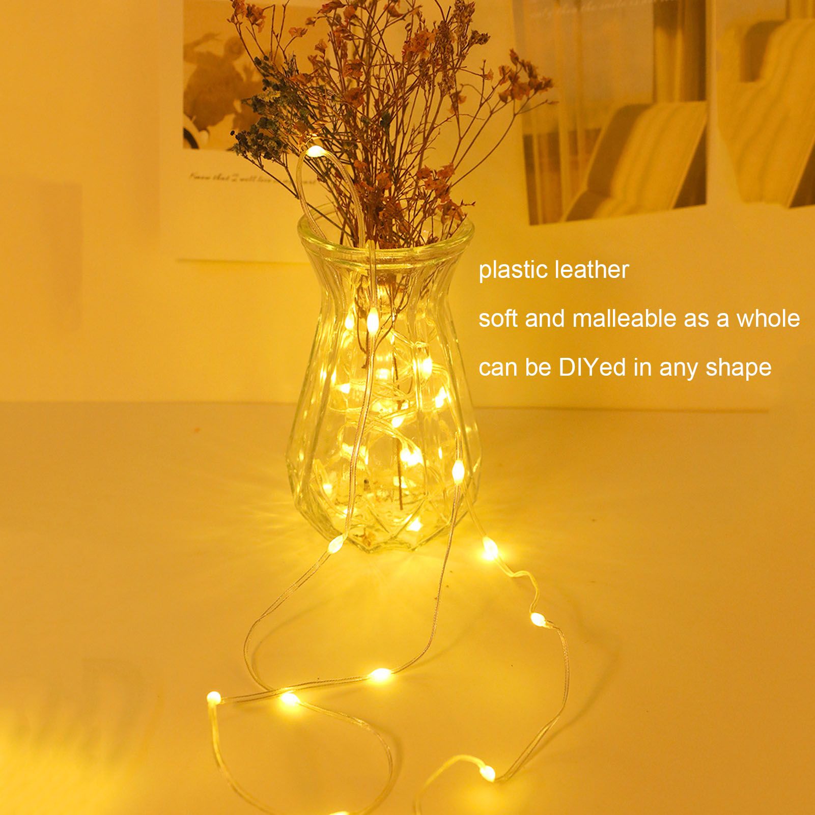 LED Curtain String Lights DIY 33 Feet Waterproof Warm Light Decorative String Lights for Outdoor V1294-YM0523-3119220048311