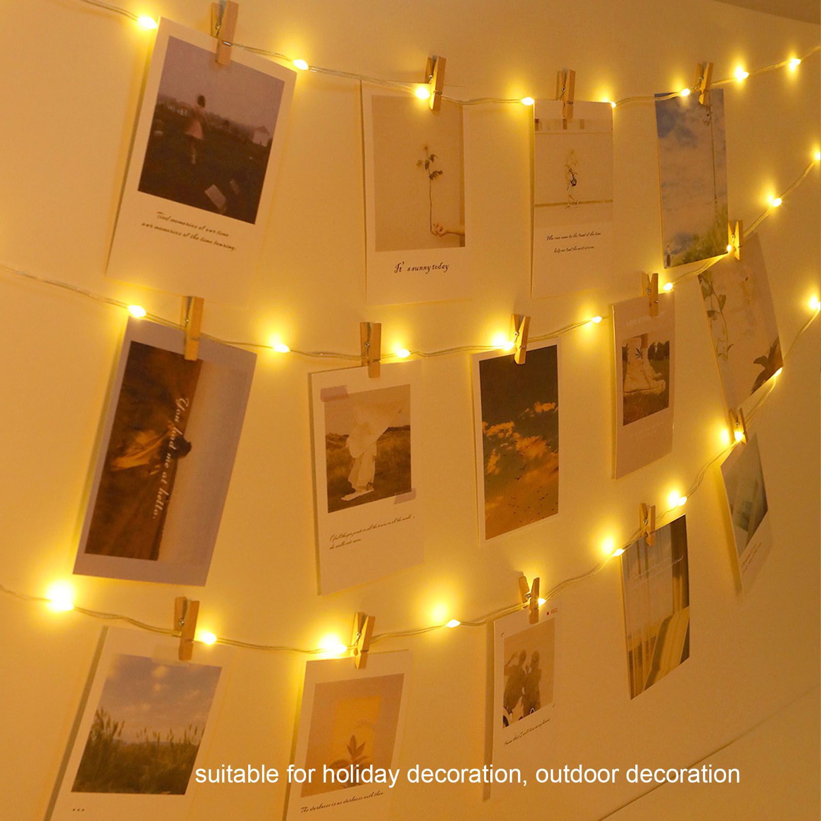 LED Curtain String Lights DIY 33 Feet Waterproof Warm Light Decorative String Lights for Outdoor V1294-YM0523-3119220048311