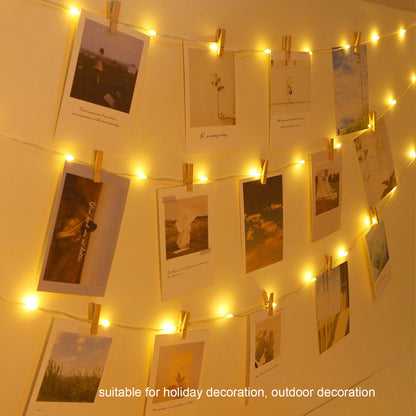 LED Curtain String Lights DIY 33 Feet Waterproof Warm Light Decorative String Lights for Outdoor V1294-YM0523-3119220048311
