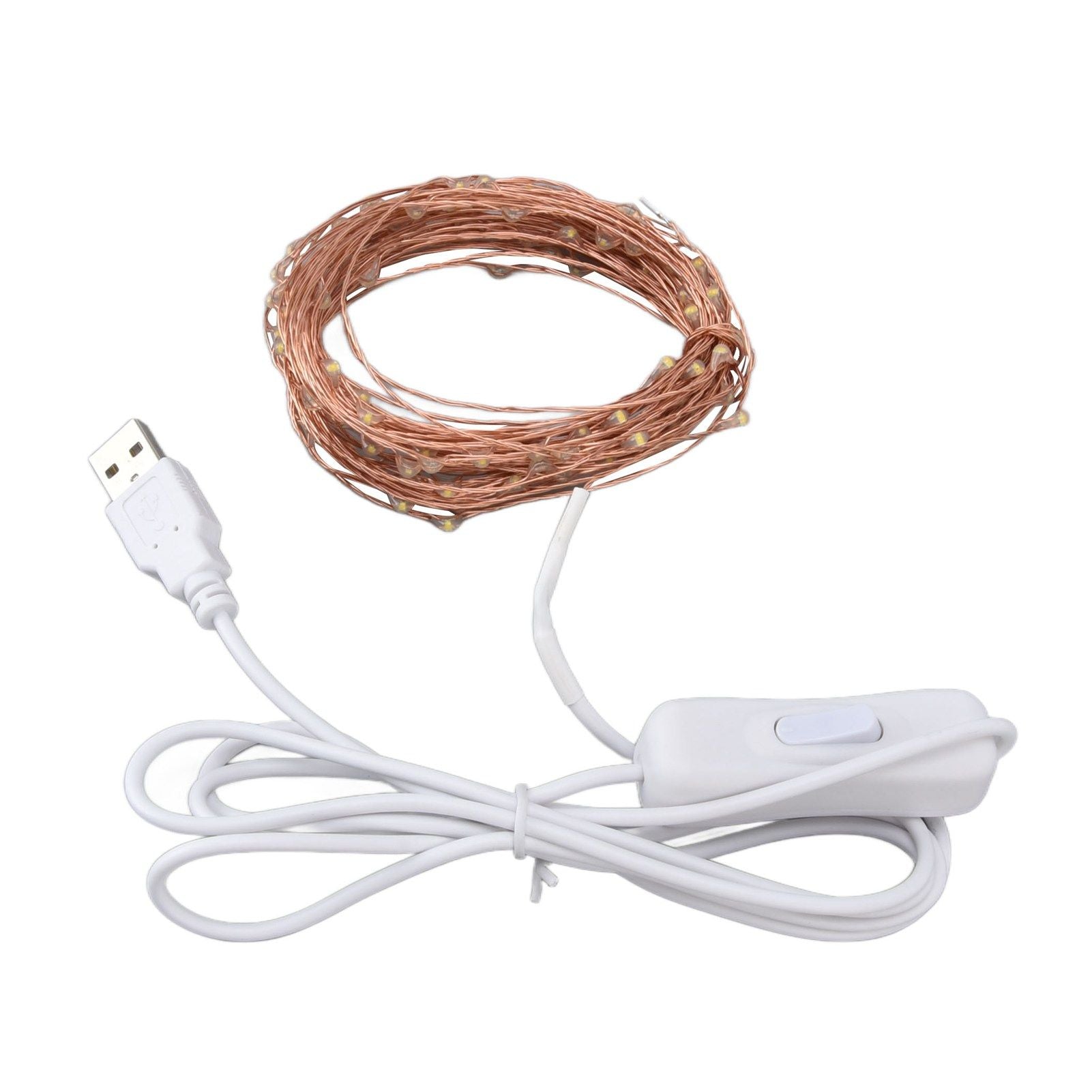 USB Copper Wire String Lights DIY 100 LEDs 10m/32.8ft Energy Saving Safe Warm Light LED Light String for V1294-YM0523-3119220048411