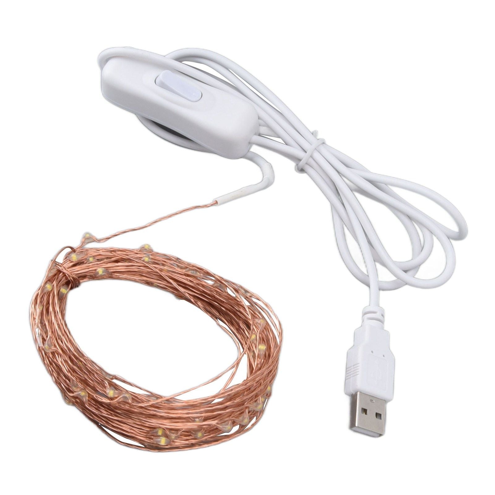 USB Copper Wire String Lights DIY 100 LEDs 10m/32.8ft Energy Saving Safe Warm Light LED Light String for V1294-YM0523-3119220048411