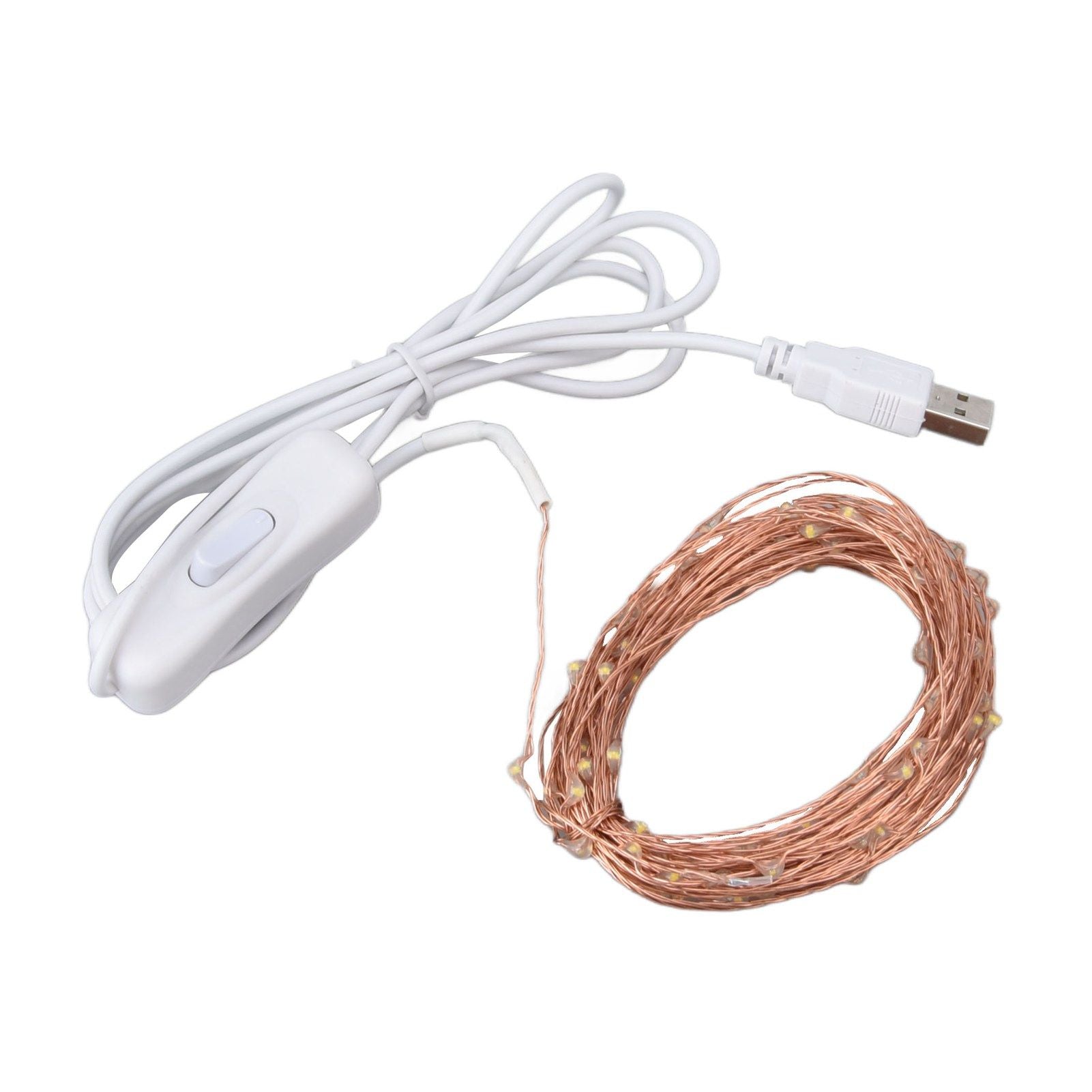 USB Copper Wire String Lights DIY 100 LEDs 10m/32.8ft Energy Saving Safe Warm Light LED Light String for V1294-YM0523-3119220048411