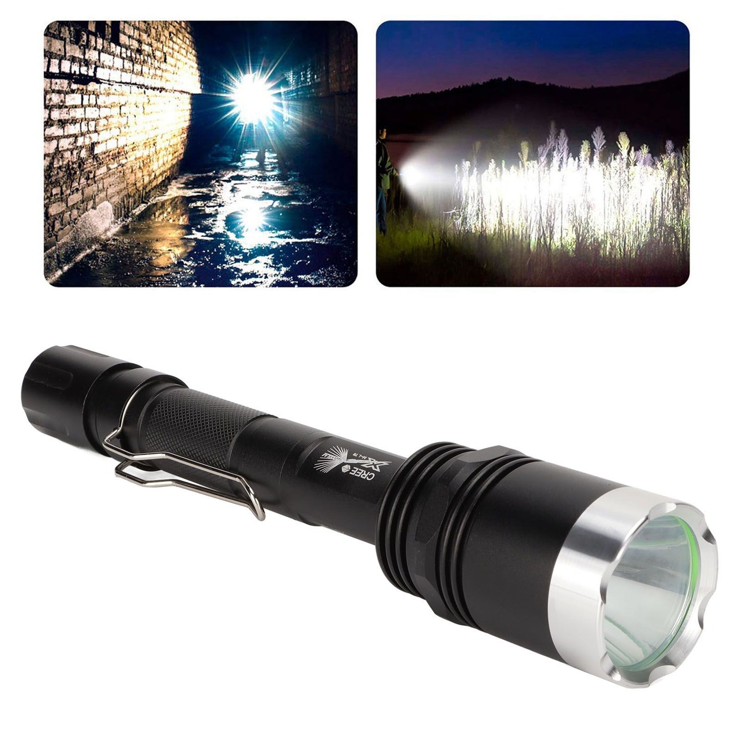 Camping Flashlight 5000LM Lengthened IPX5 Waterproof Anodized Black T6 Lamp Beads White Light Outdoor V1294-YM0523-3119220048911