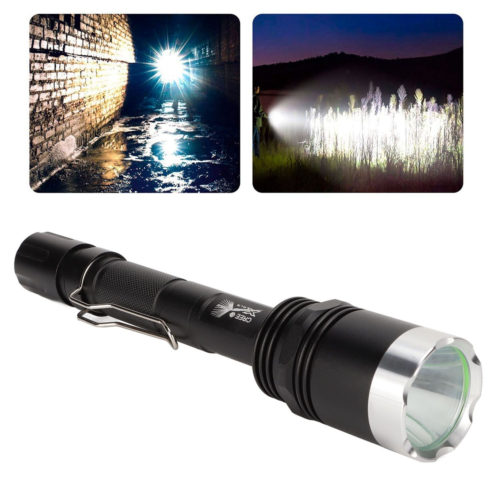 Camping Flashlight 5000LM Lengthened IPX5 Waterproof Anodized Black T6 Lamp Beads White Light Outdoor V1294-YM0523-3119220048911