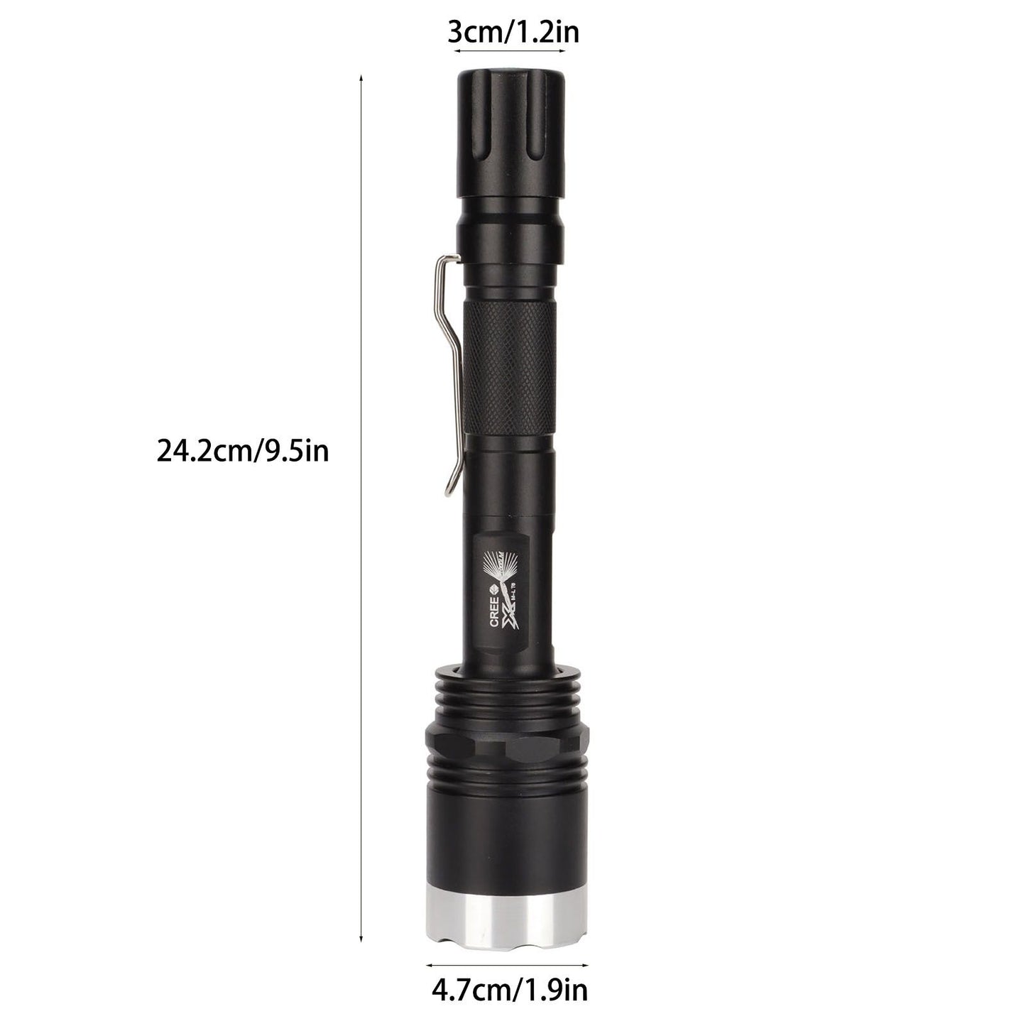 Camping Flashlight 5000LM Lengthened IPX5 Waterproof Anodized Black T6 Lamp Beads White Light Outdoor V1294-YM0523-3119220048911