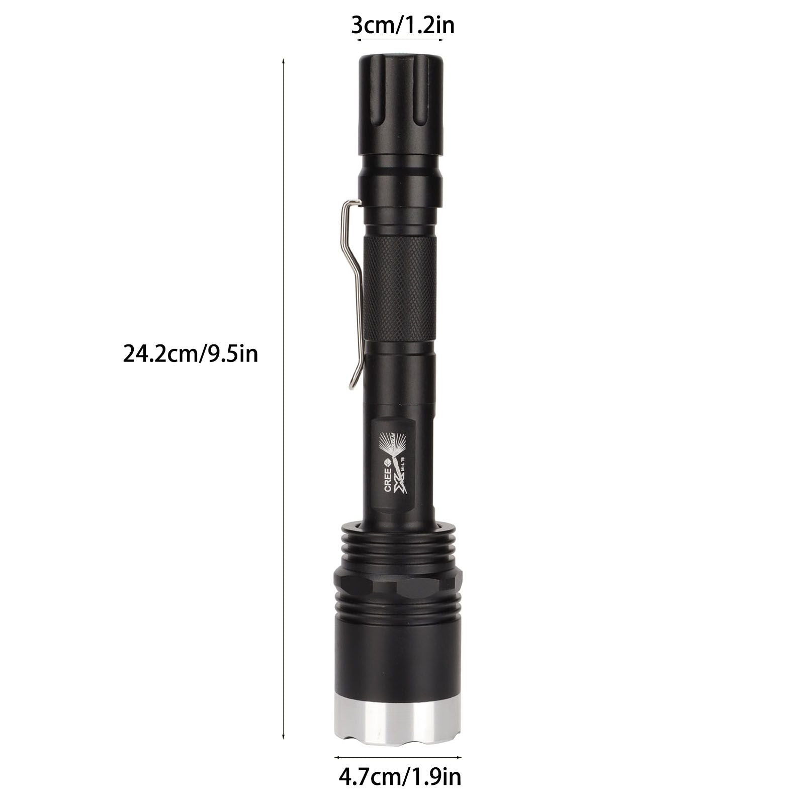 Camping Flashlight 5000LM Lengthened IPX5 Waterproof Anodized Black T6 Lamp Beads White Light Outdoor V1294-YM0523-3119220048911