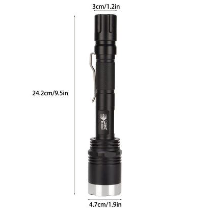 Camping Flashlight 5000LM Lengthened IPX5 Waterproof Anodized Black T6 Lamp Beads White Light Outdoor V1294-YM0523-3119220048911