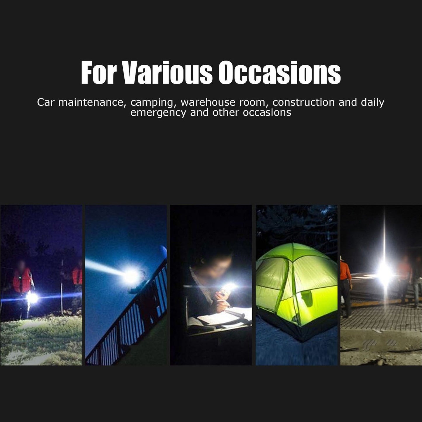 Camping Flashlight 5000LM Lengthened IPX5 Waterproof Anodized Black T6 Lamp Beads White Light Outdoor V1294-YM0523-3119220048911