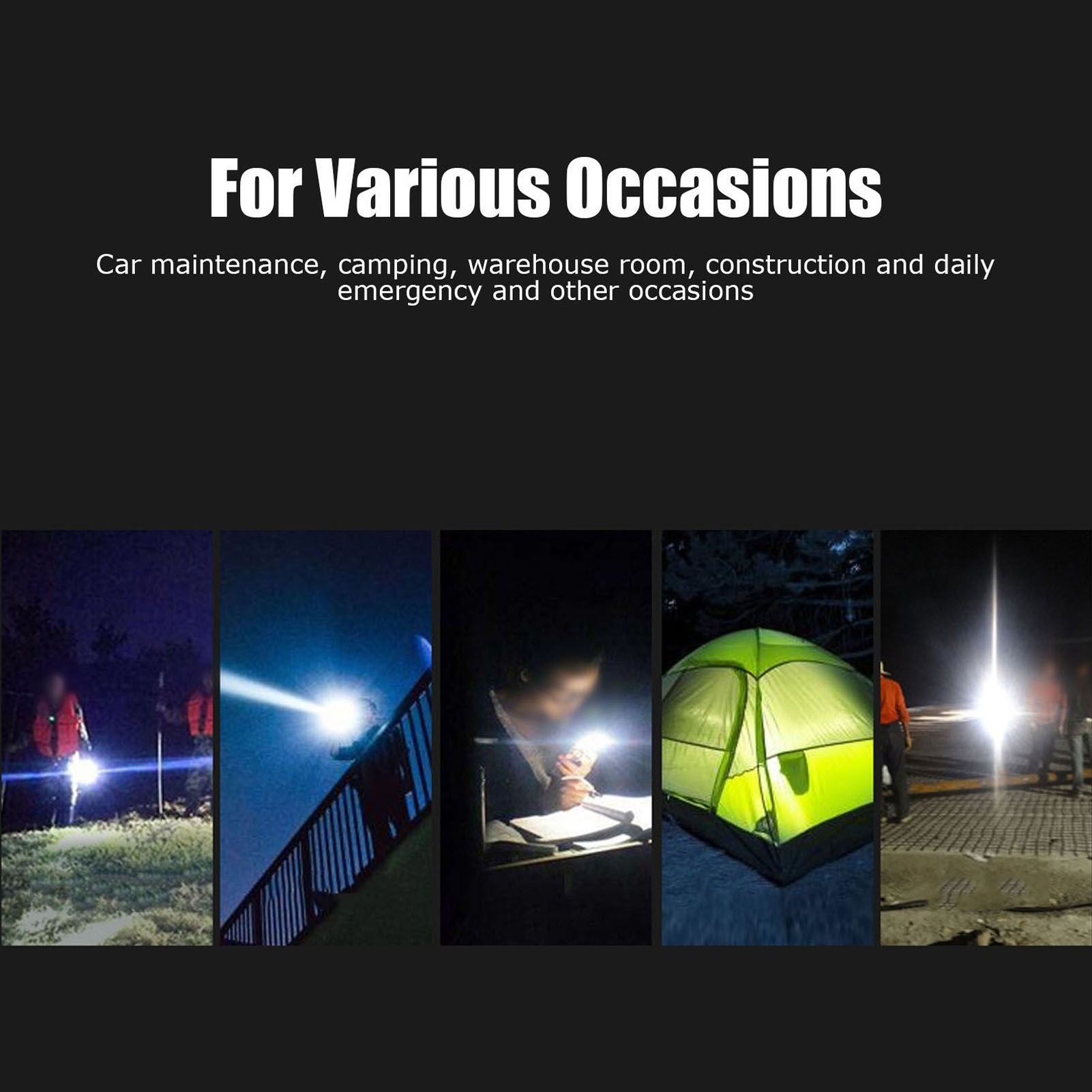 Camping Flashlight 5000LM Lengthened IPX5 Waterproof Anodized Black T6 Lamp Beads White Light Outdoor V1294-YM0523-3119220048911