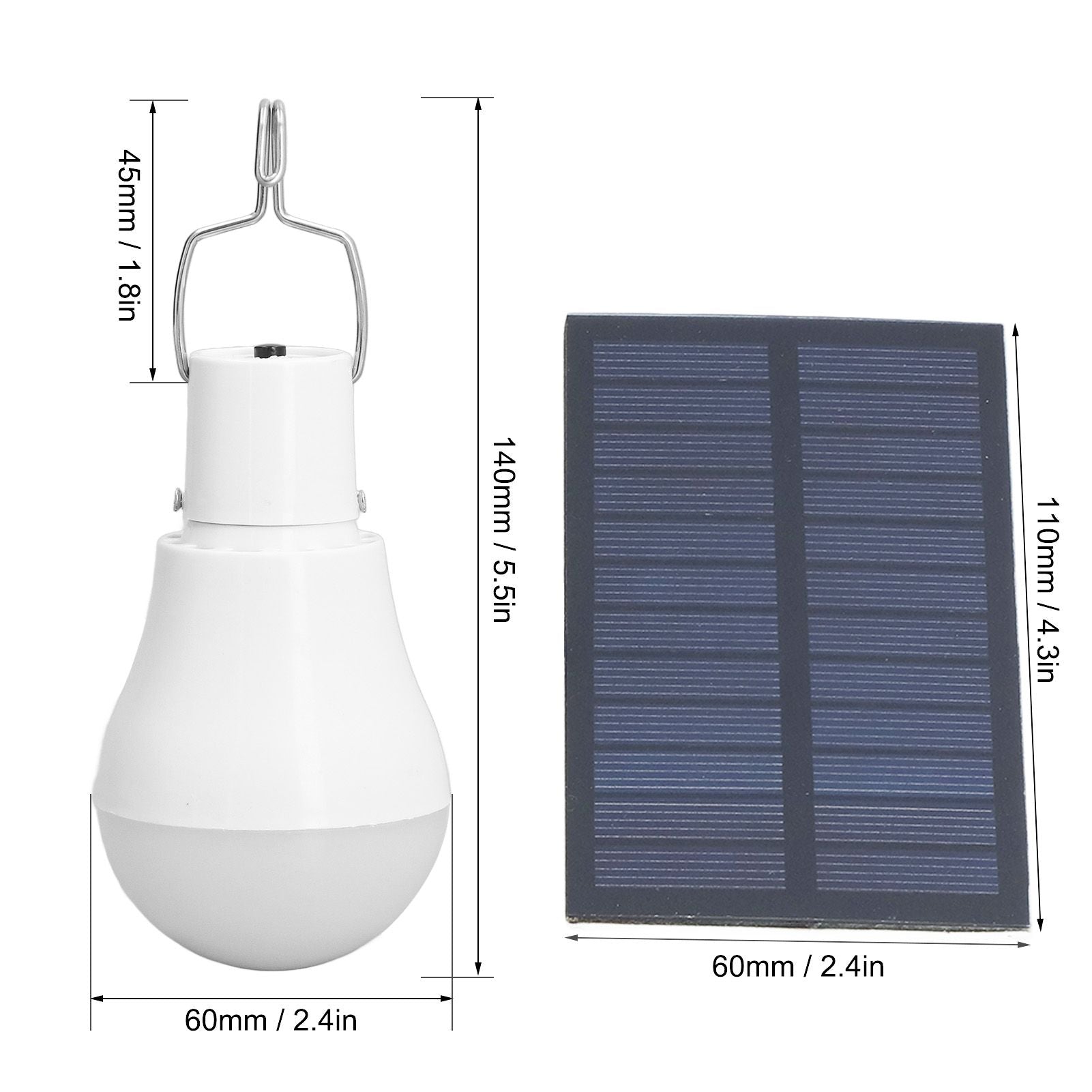 Solar Light Bulb Energy Saving White Light USB Solar LED Bulb Light for Outdoor Camping Emergency with Hook V1294-YM0523-3119220050511