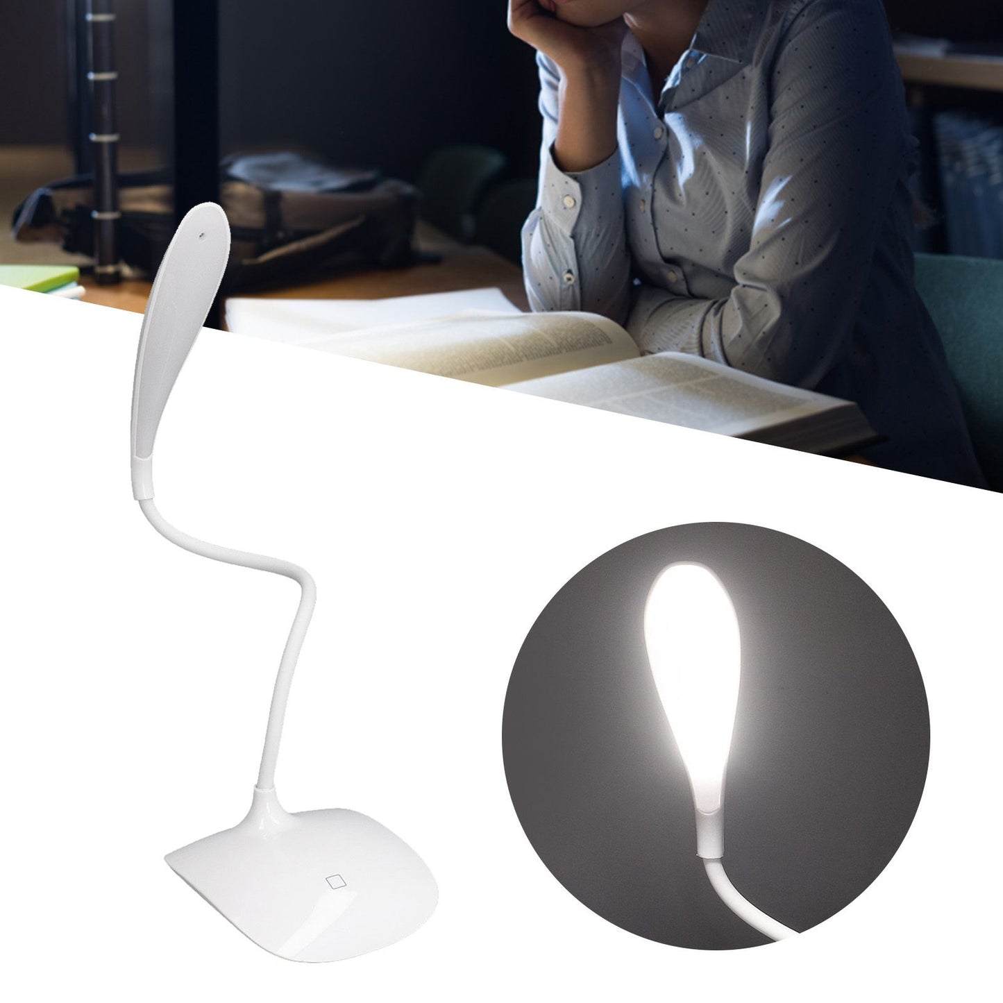 LED Table Lamp 3 Levels Touch Control USB Charging 16 LEDs Compact Portable Lamp for Home Office Travelling V1294-YM0523-3119220051811