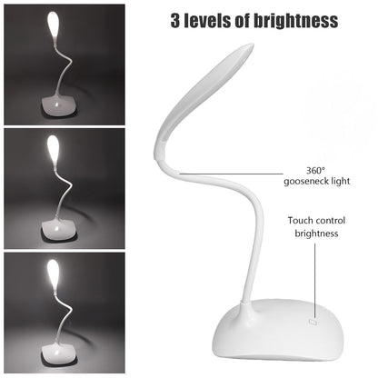 LED Table Lamp 3 Levels Touch Control USB Charging 16 LEDs Compact Portable Lamp for Home Office Travelling V1294-YM0523-3119220051811