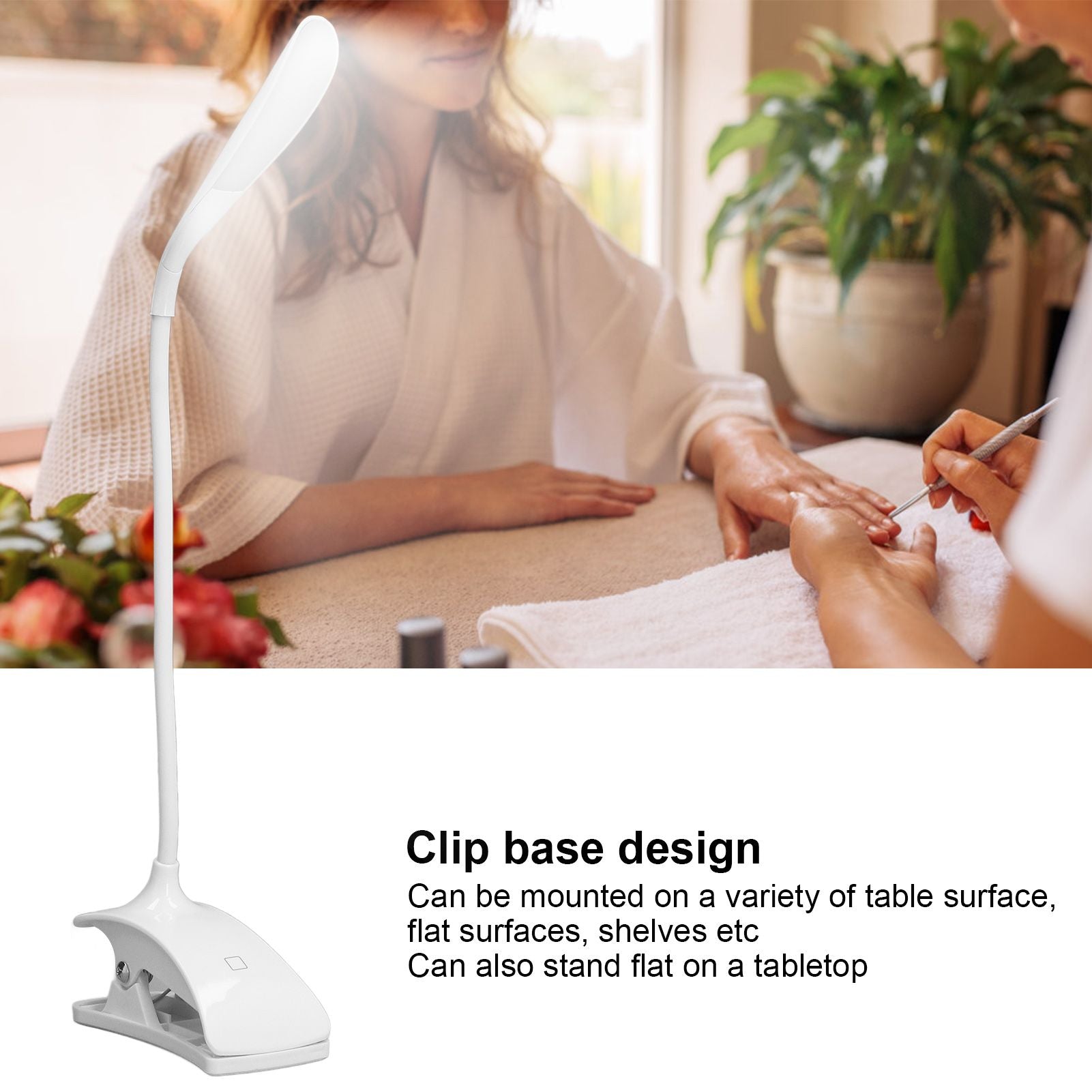 LED Desk Lamp 3 Level Brightness Energy Saving Eye Protection Clip Table Lamp with Flexible Gooseneck V1294-YM0523-3119220052311