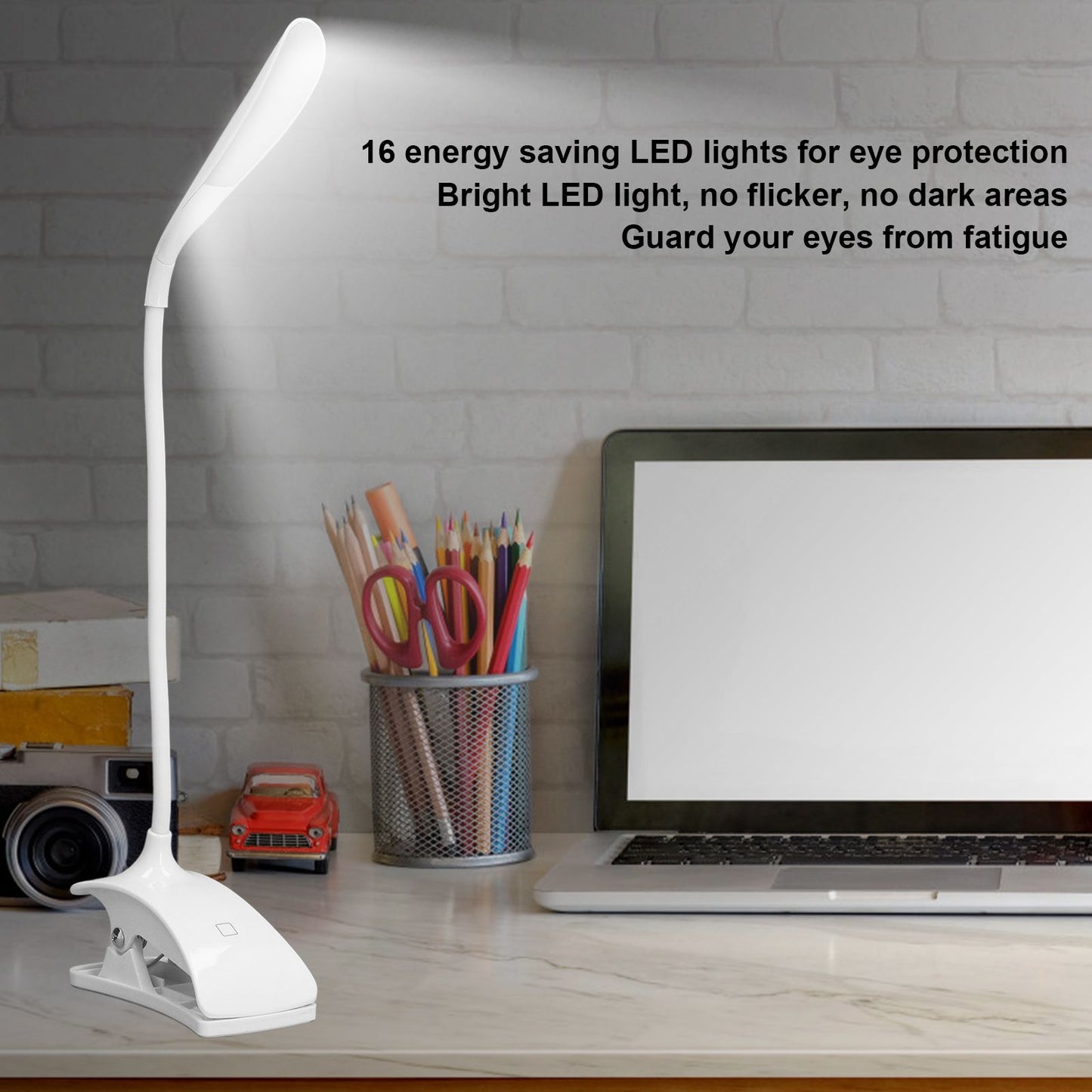 LED Desk Lamp 3 Level Brightness Energy Saving Eye Protection Clip Table Lamp with Flexible Gooseneck V1294-YM0523-3119220052311