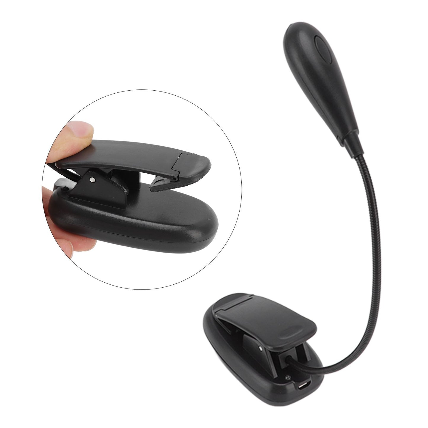Clip On Light Black 9 Level 7 Lamps Foldable Flexible Gooseneck USB Rechargeable LED Clip Table Reading Lamp V1294-YM0523-3119220053111