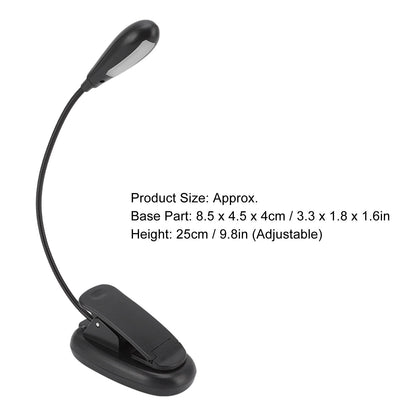 Clip On Light Black 9 Level 7 Lamps Foldable Flexible Gooseneck USB Rechargeable LED Clip Table Reading Lamp V1294-YM0523-3119220053111