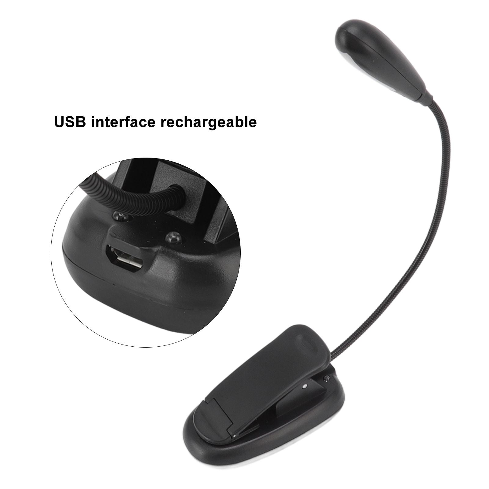 Clip On Light Black 9 Level 7 Lamps Foldable Flexible Gooseneck USB Rechargeable LED Clip Table Reading Lamp V1294-YM0523-3119220053111