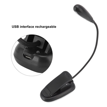 Clip On Light Black 9 Level 7 Lamps Foldable Flexible Gooseneck USB Rechargeable LED Clip Table Reading Lamp V1294-YM0523-3119220053111