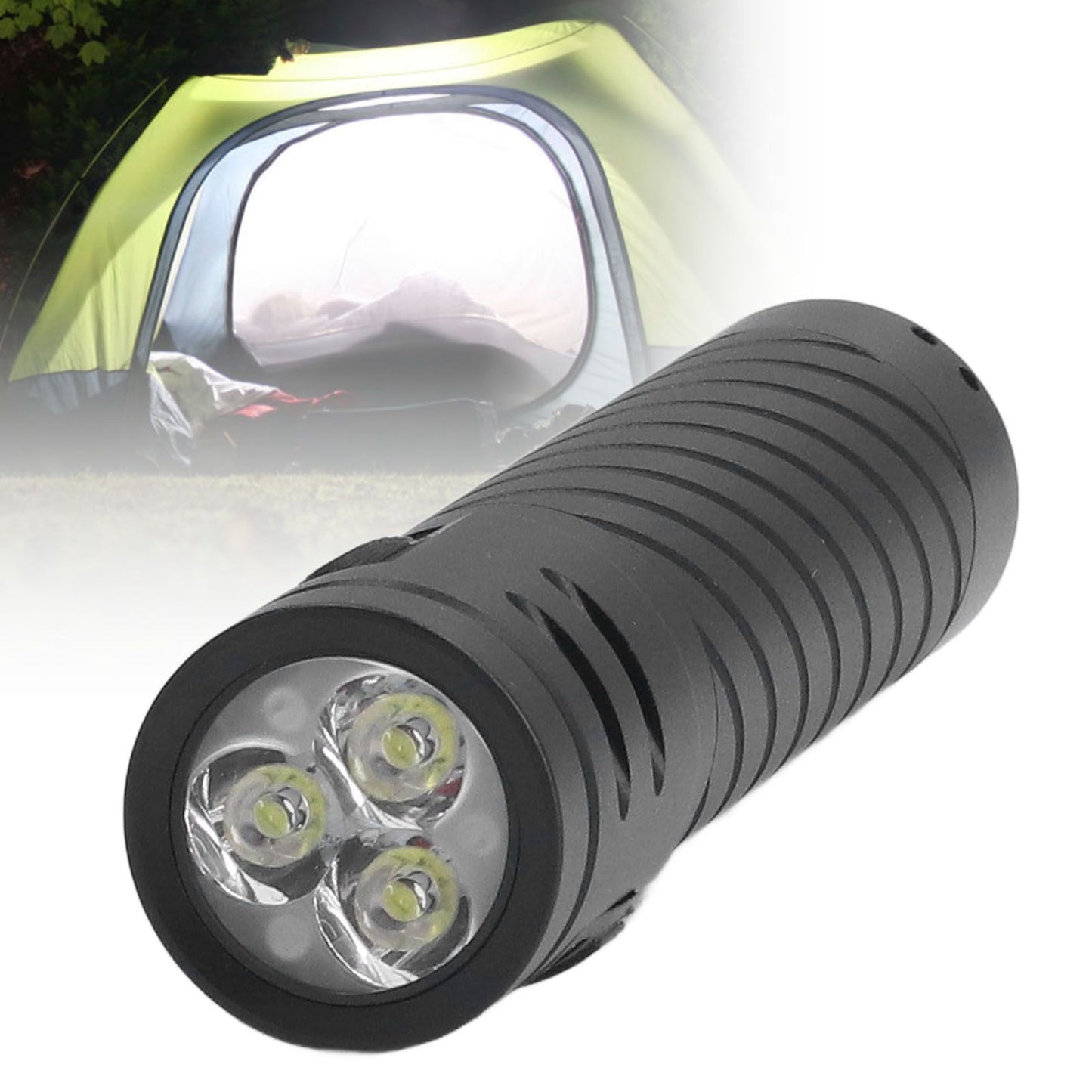 LED Camping Flashlight 3LED 3000LM Five Lighting Modes Super Bright White Light Flashlight for Outdoor V1294-YM0523-3119220054111