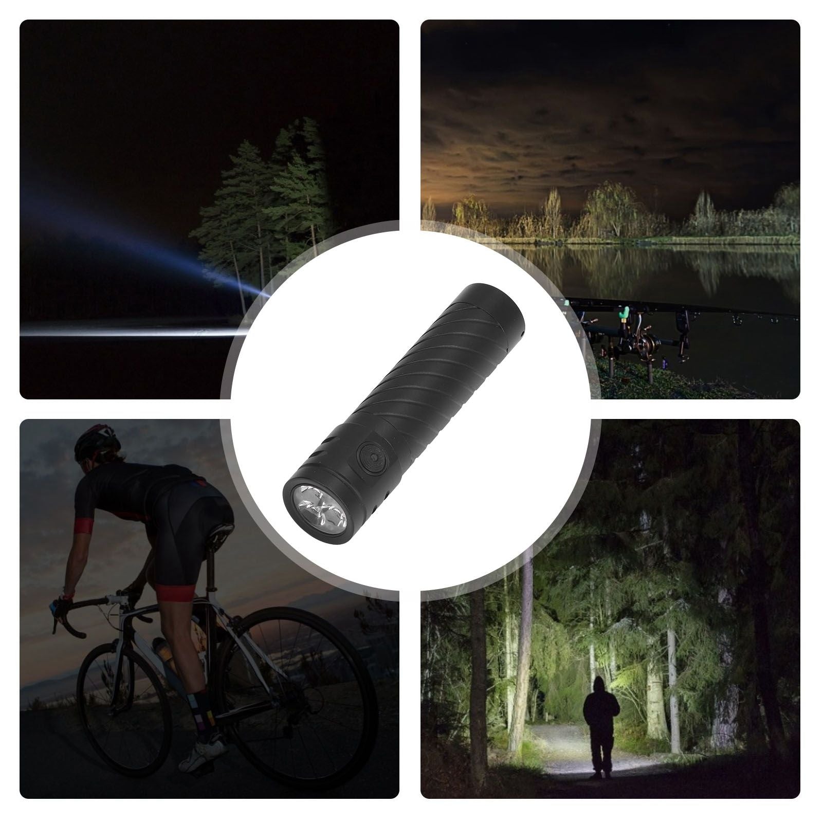 LED Camping Flashlight 3LED 3000LM Five Lighting Modes Super Bright White Light Flashlight for Outdoor V1294-YM0523-3119220054111