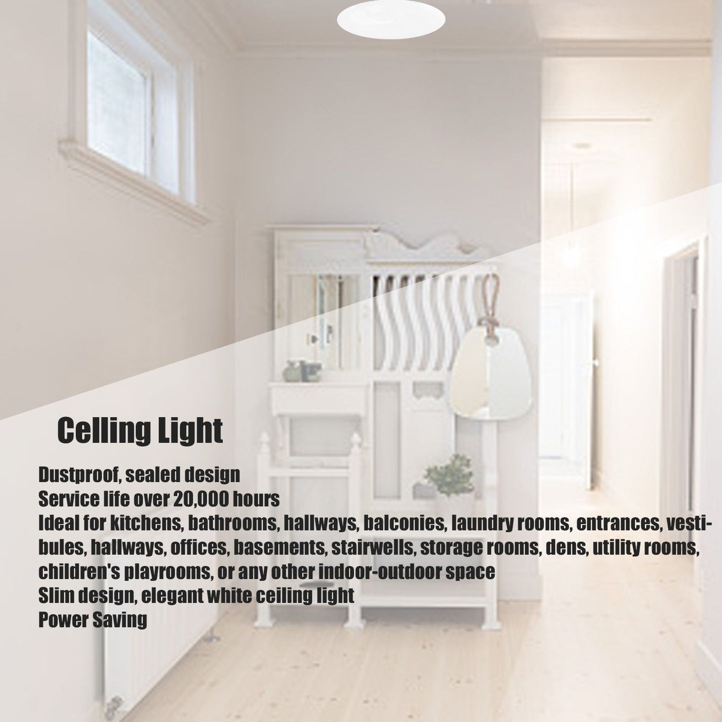 LED Ceiling Light 36W Power Saving Cool White Light Dustproof Ultra Thin Ceiling Light for Kitchen Bedroom V1294-YM0523-3119220054311