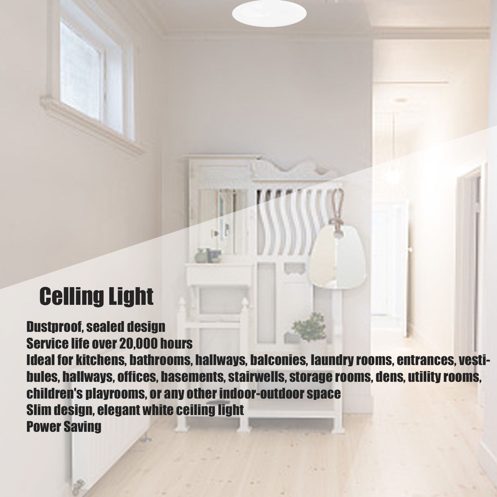 LED Ceiling Light 36W Power Saving Cool White Light Dustproof Ultra Thin Ceiling Light for Kitchen Bedroom V1294-YM0523-3119220054311