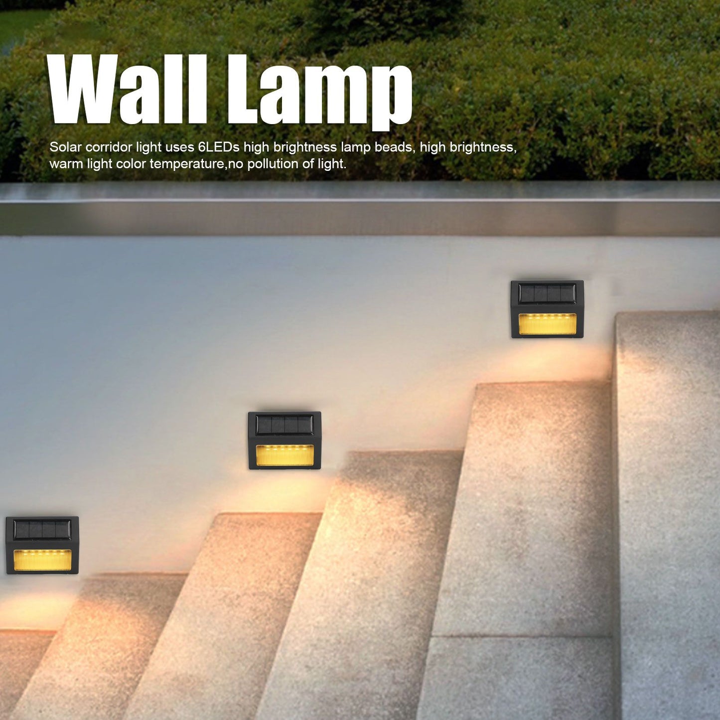 6 LED Solar Wall Lamp 10000H Automatic Function Small Size Solar Corridor Light for Hallway Staircase Garden V1294-YM0523-3119220055511