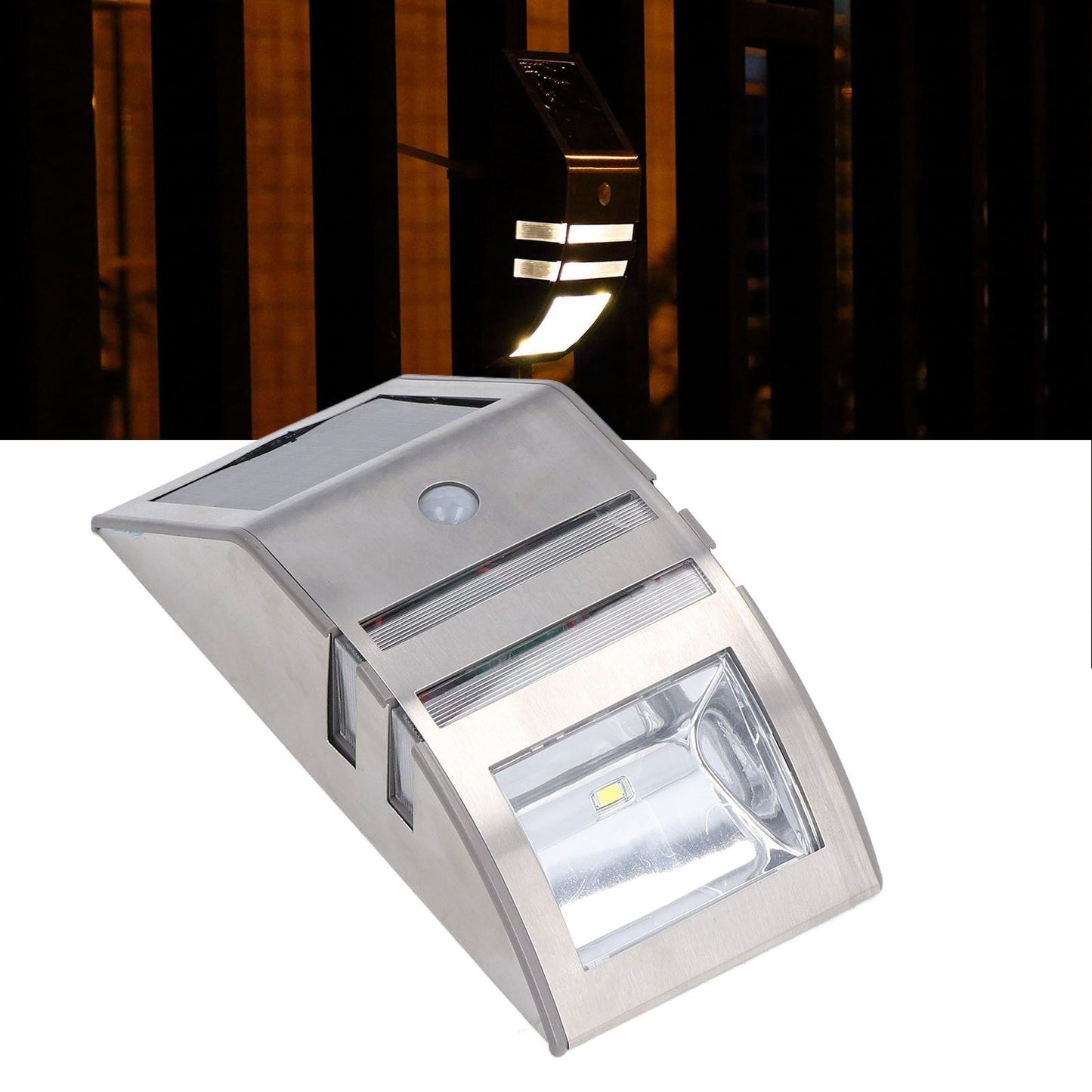Solar Wall Lamp PIR Human Body Induction High Sensitivity White Light 40LM Stainless Steel Solar Wall Light V1294-YM0523-3119220055811