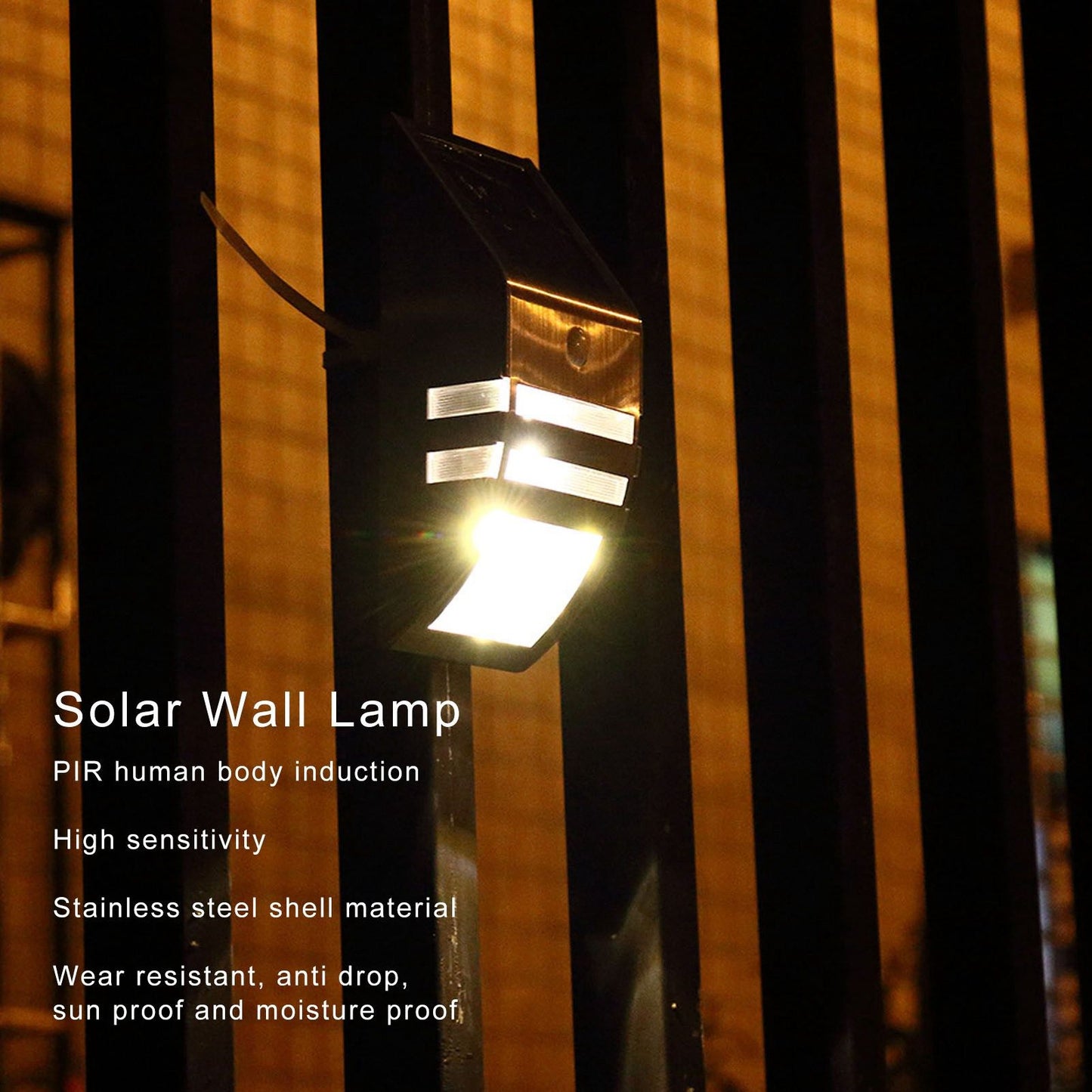 Solar Wall Lamp PIR Human Body Induction High Sensitivity White Light 40LM Stainless Steel Solar Wall Light V1294-YM0523-3119220055811