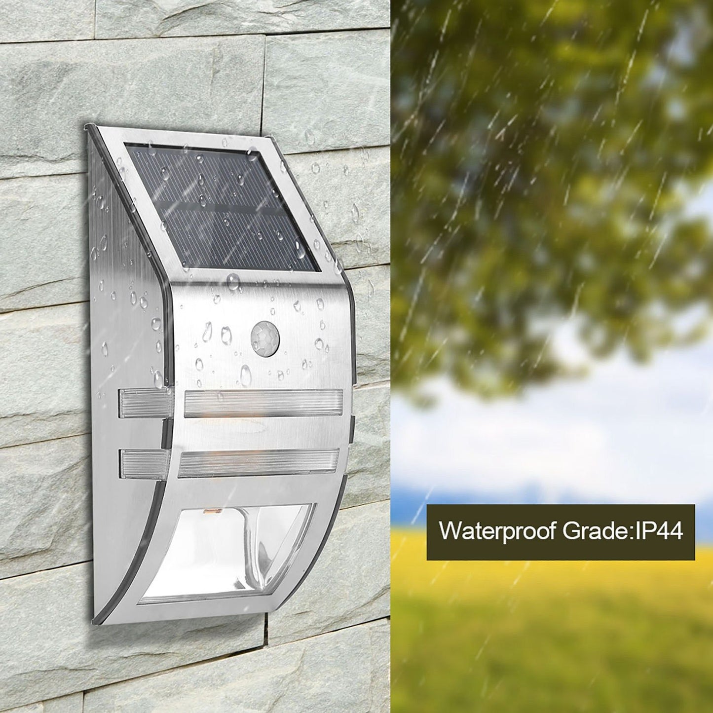 Solar Wall Lamp PIR Human Body Induction High Sensitivity White Light 40LM Stainless Steel Solar Wall Light V1294-YM0523-3119220055811