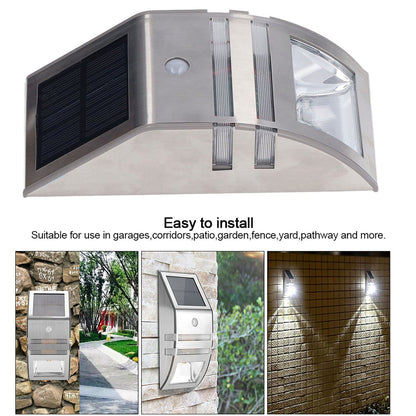 Solar Wall Lamp PIR Human Body Induction High Sensitivity White Light 40LM Stainless Steel Solar Wall Light V1294-YM0523-3119220055811
