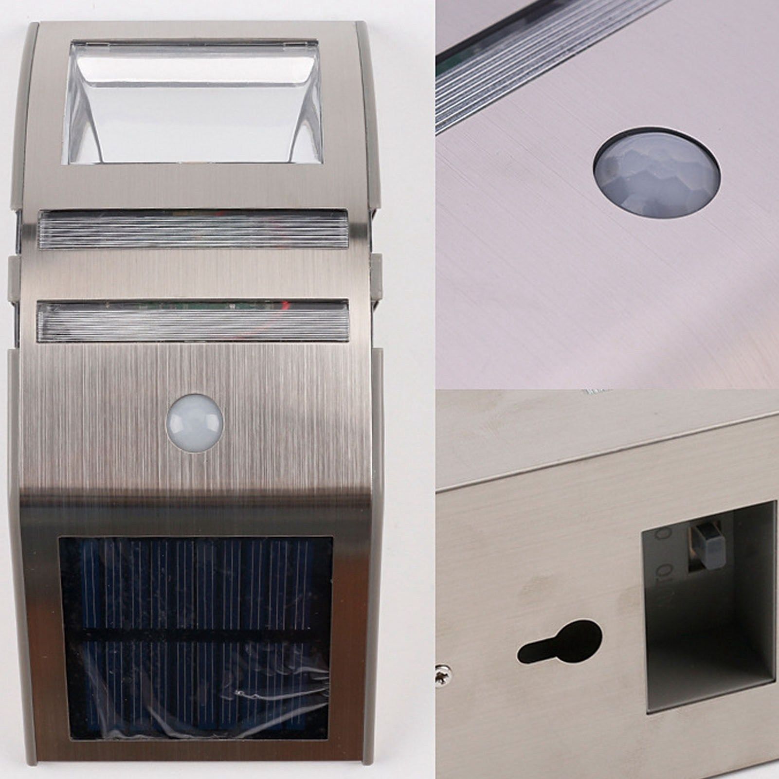 Solar Wall Lamp PIR Human Body Induction High Sensitivity White Light 40LM Stainless Steel Solar Wall Light V1294-YM0523-3119220055811