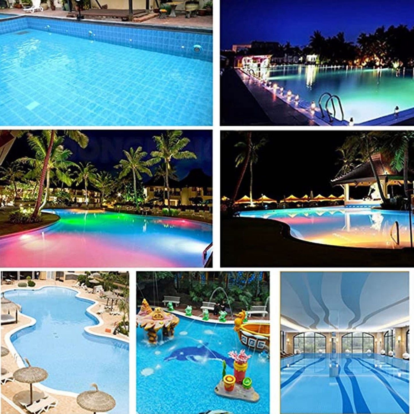 Pool LED Lights AC12V RGB Colorful IP68 Waterproof Remote Control High Transmittance Durable ABS Aquarium V1294-YM0523-3119220056412