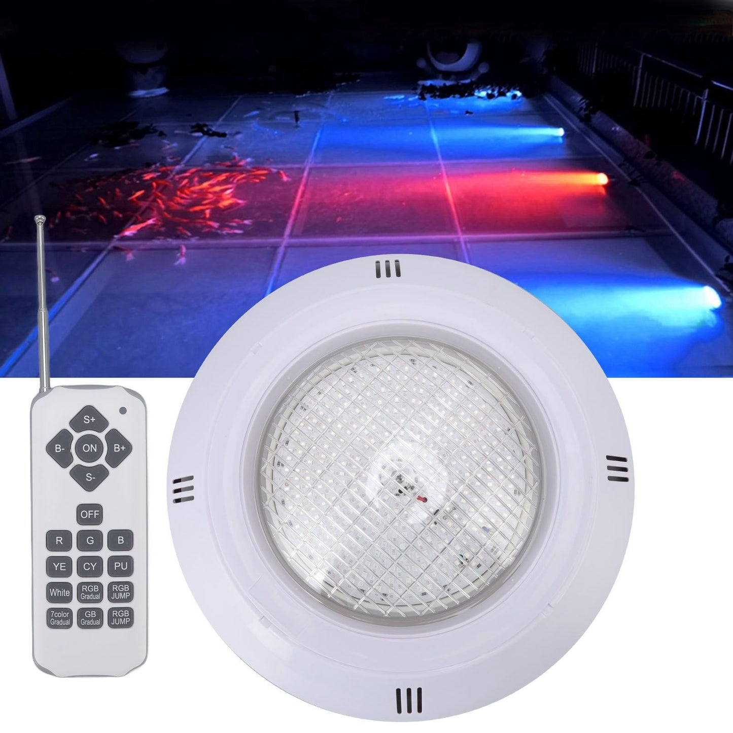 Pool LED Lights AC12V RGB Colorful IP68 Waterproof Remote Control High Transmittance Durable ABS Aquarium V1294-YM0523-3119220056412