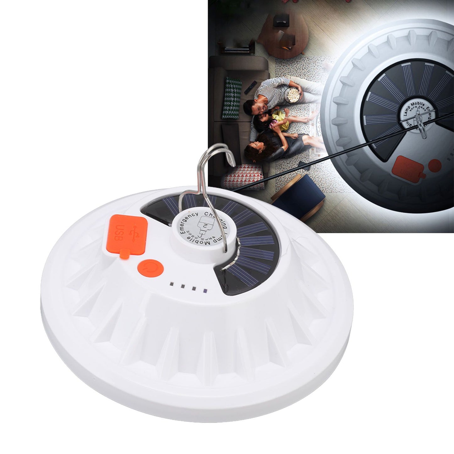 Solar Emergency Light IP65 Waterproof 60 LEDs USB Rechargeable Camping Light for Outdoor Camping V1294-YM0523-3119220058711