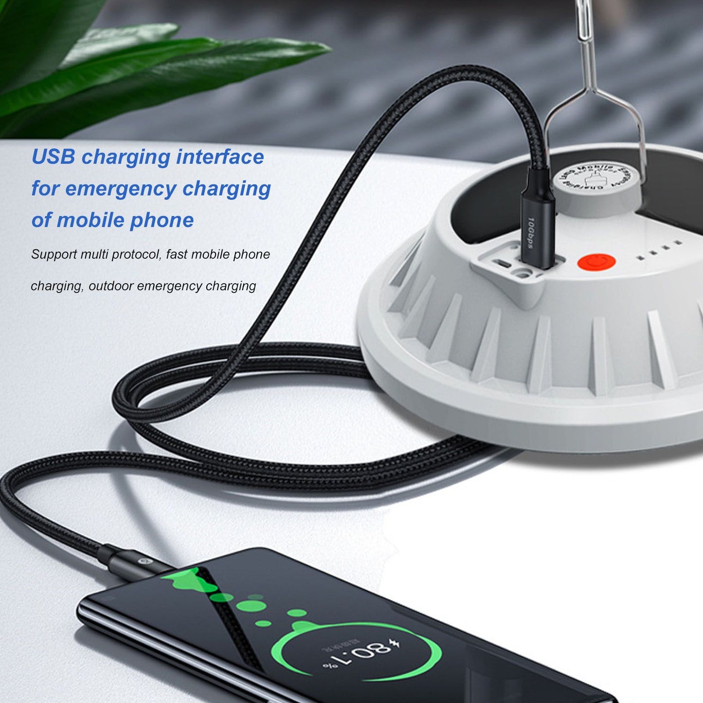 Solar Emergency Light IP65 Waterproof 60 LEDs USB Rechargeable Camping Light for Outdoor Camping V1294-YM0523-3119220058711