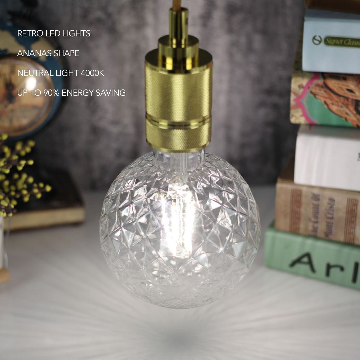 4W Round Light Bulbs Ananas Shape LED Lights Neutral Light 4000K E27 E26 Lampholder Dimmable Antique Light V1294-YM0523-3119220063211